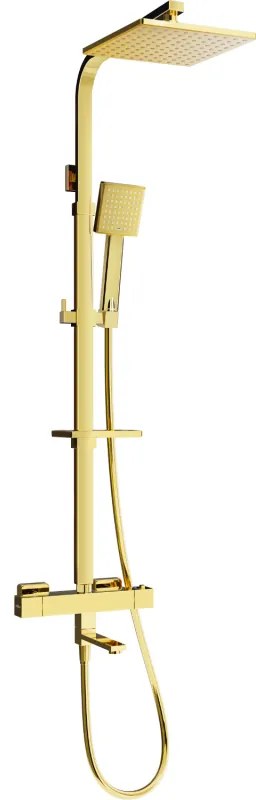 Mexen CQ45 set cadă-duș cu pară de tip ploaie și baterie termostatică, Aurie - 779104595-50