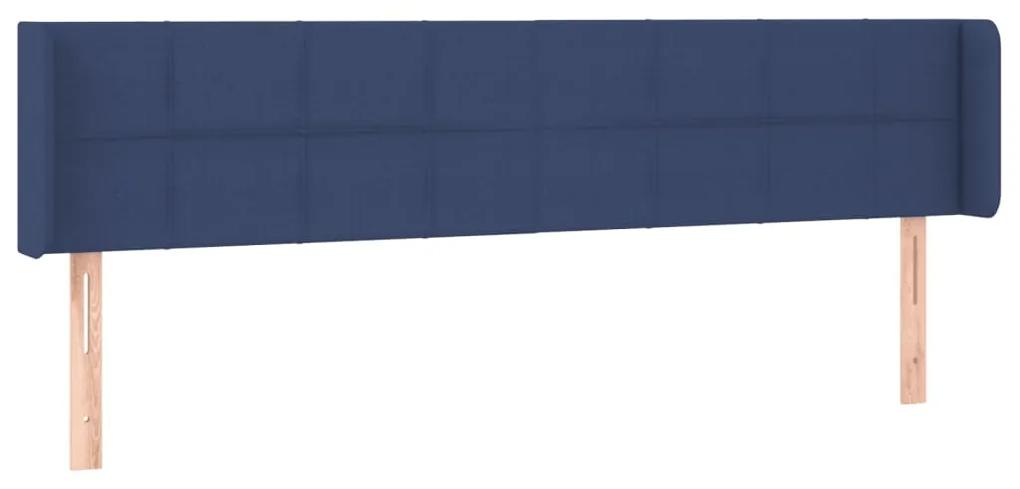 3118796 vidaXL Tăblie de pat cu aripioare, albastru, 203x16x78/88 cm textil