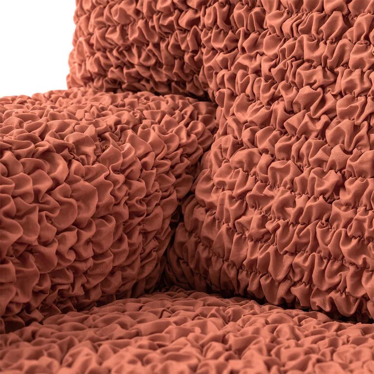Huse bielastice FUCO bumbac bio cărămiziu fotoliu dublu (l. 120 - 160 cm)