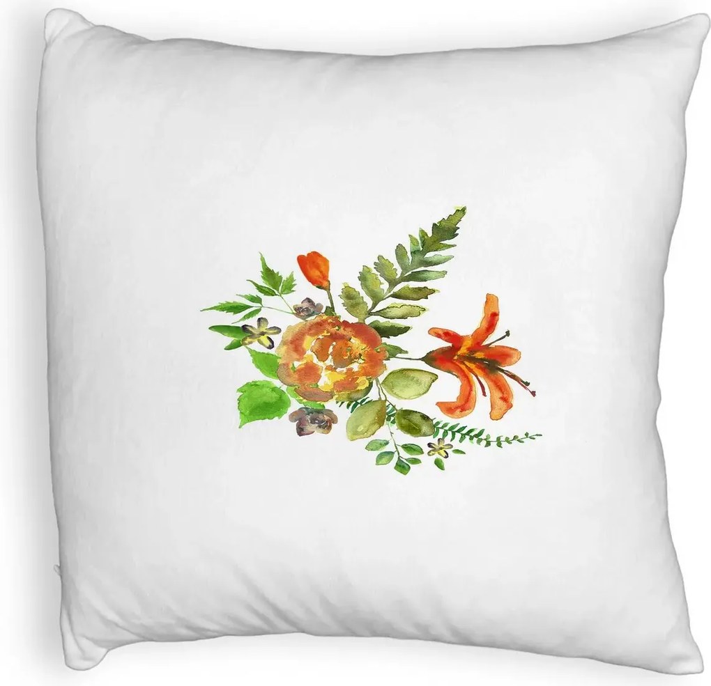 Perna Decorativa Fluffy, Model Florale, 40x40 cm, Alb Pufos, Husa Detasabila, Perna Inclusa, BEKZ®