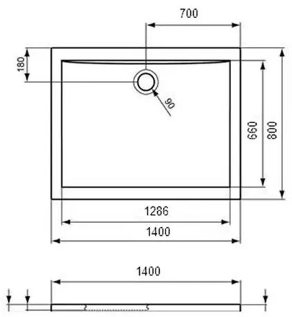 Cadita de dus dreptunghiulara Ideal Standard Ultra Flat 140x80 cm