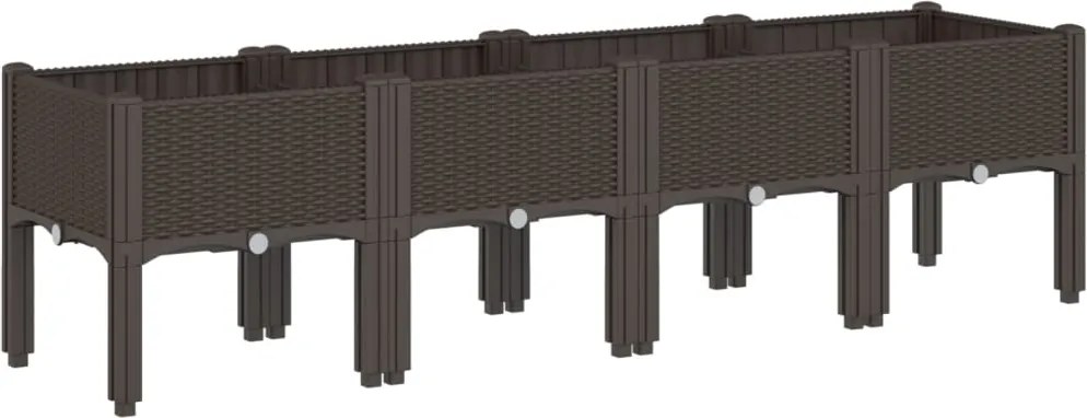 vidaXL Jardinieră de grădină cu picioare, maro, 160x40x42 cm, PP