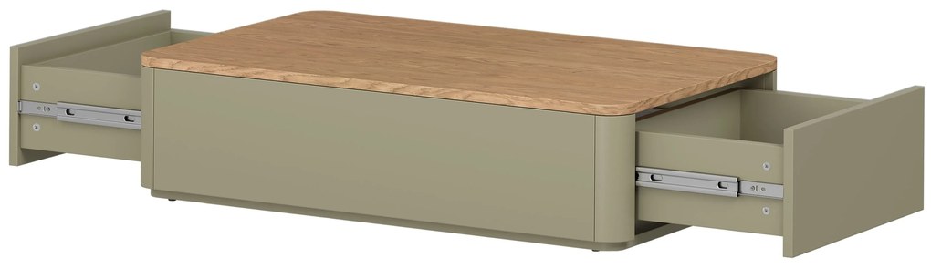 Masă de cafea Amilio 100 cm cu sertare - eucalipt / stejar Baltic Dune