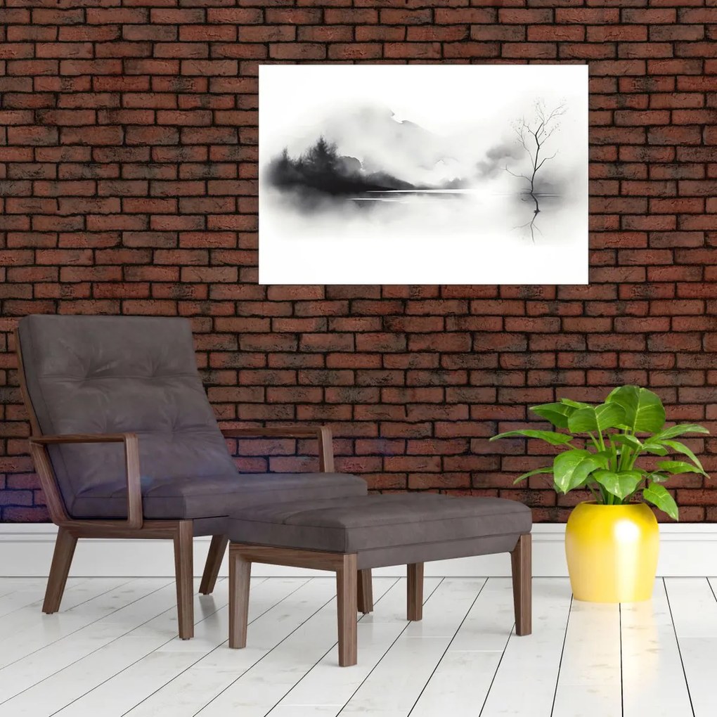 Tablou - pictură cu cerneală de peisaj (90x60 cm)