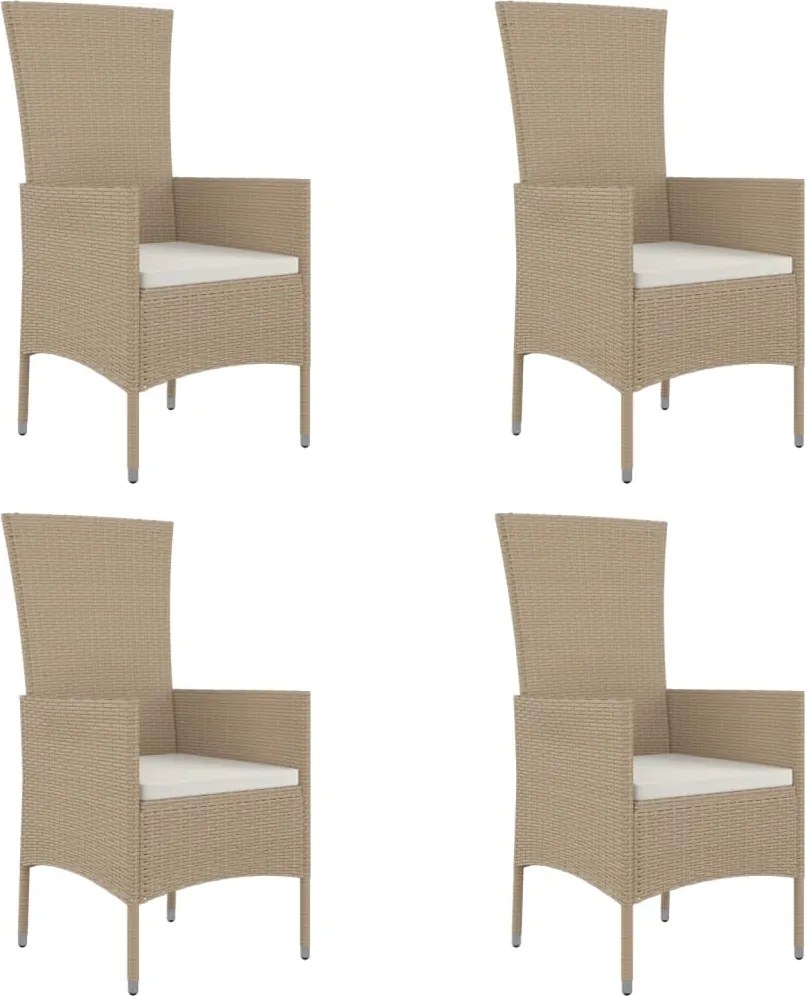 vidaXL Scaune de grădină cu perne, 4 buc., bej, poliratan
