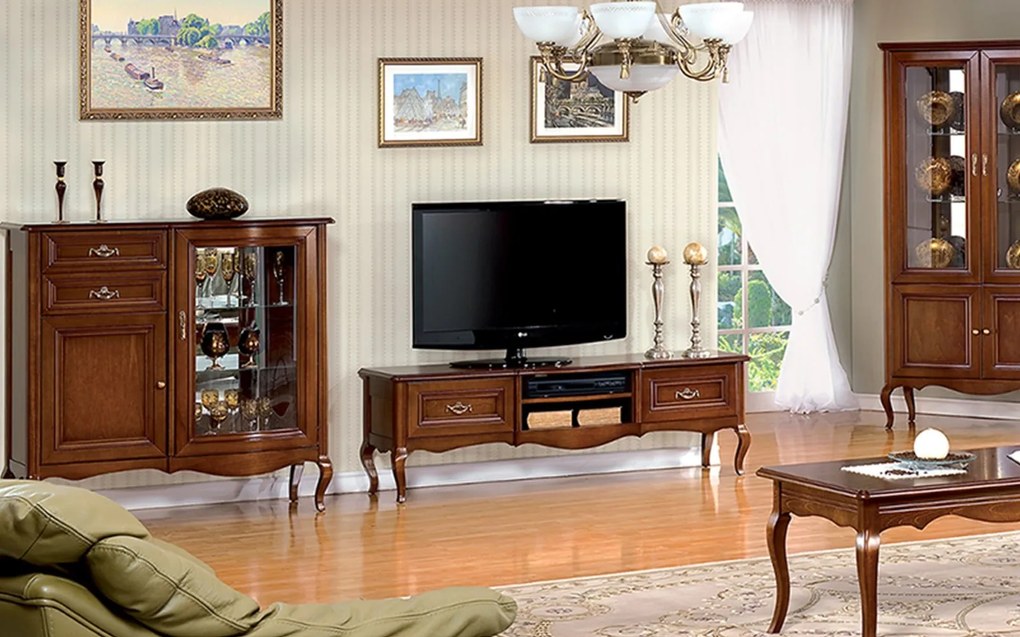 Bufet lemn masiv nuc Alexandros, 129,4 × 49,7 × 125,5 cm