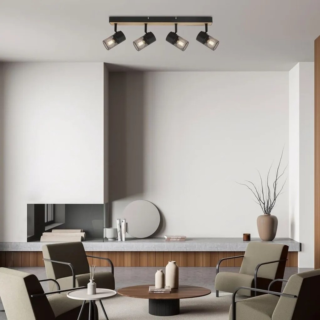 Plafoniera 4L design industrial Metta negru