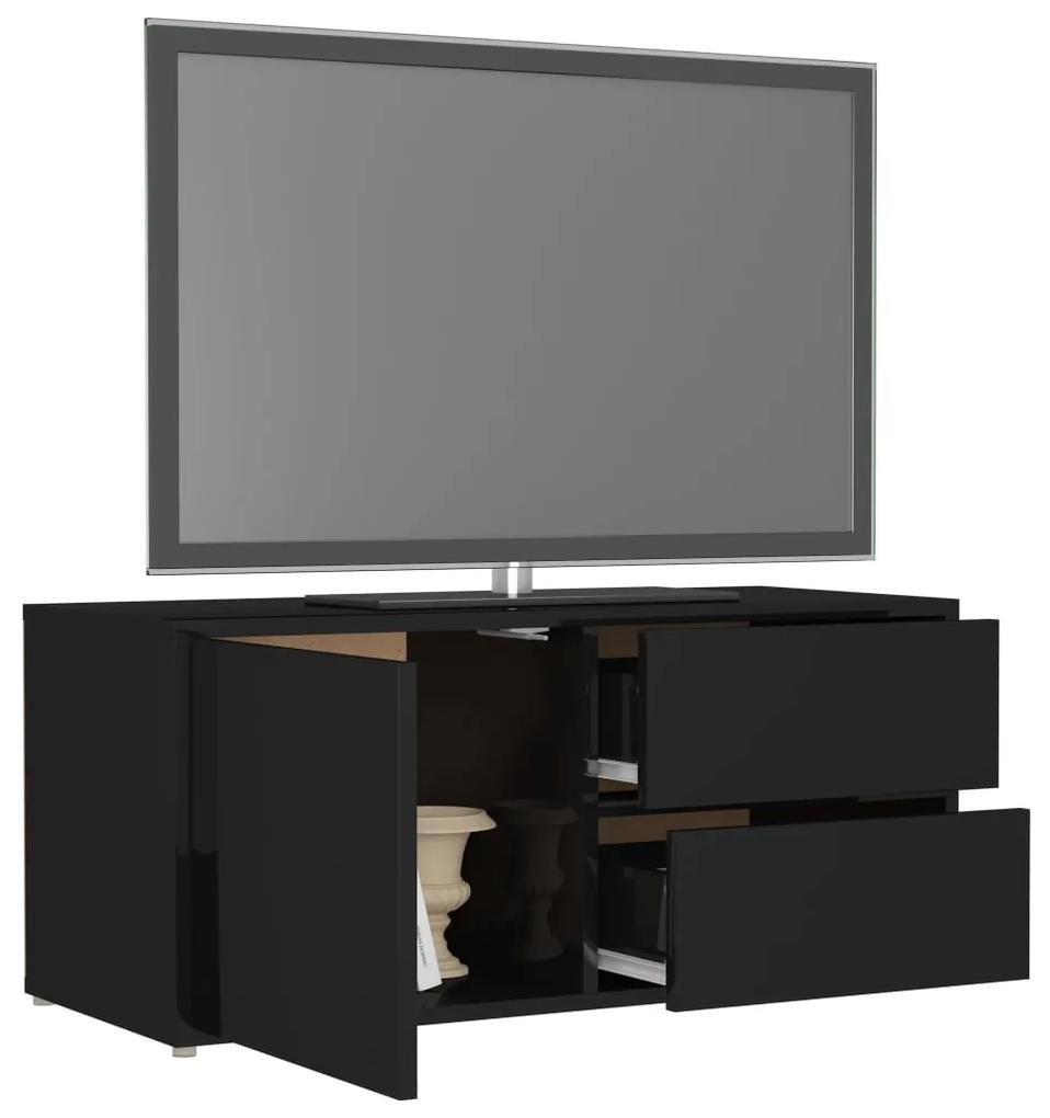 Comoda TV, negru extralucios, 80 x 34 x 36 cm, PAL 1, negru foarte lucios
