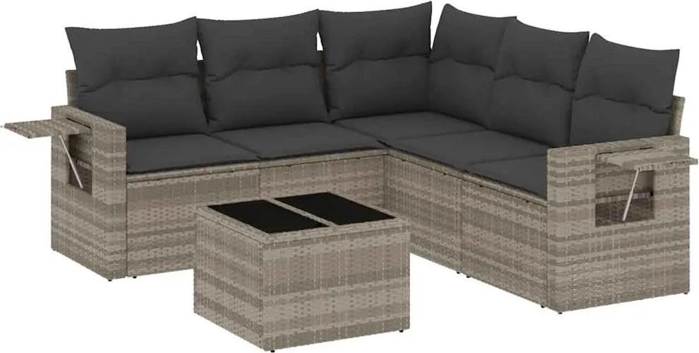 vidaXL Set canapele de grădină cu perne, 6 piese gri deschis poliratan