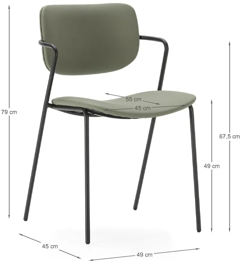 Scaune de dining kaki 2 buc. Maika – Marckeric