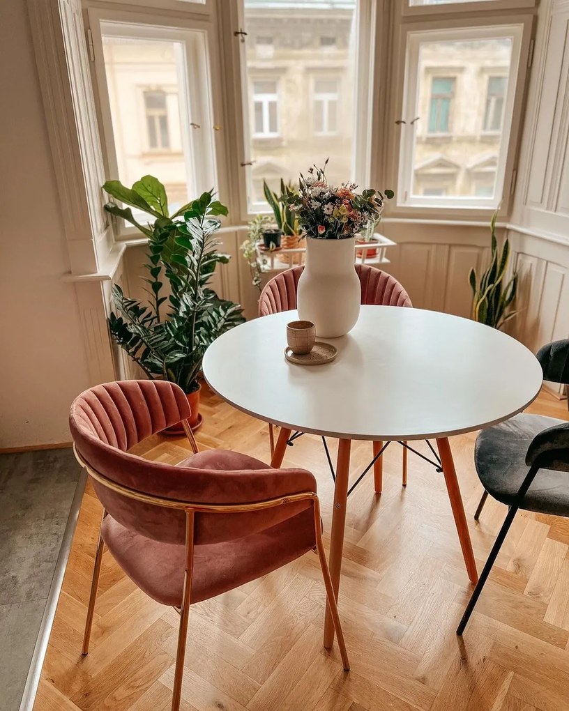 Masa de sufragerie alba, OSLO 90x90