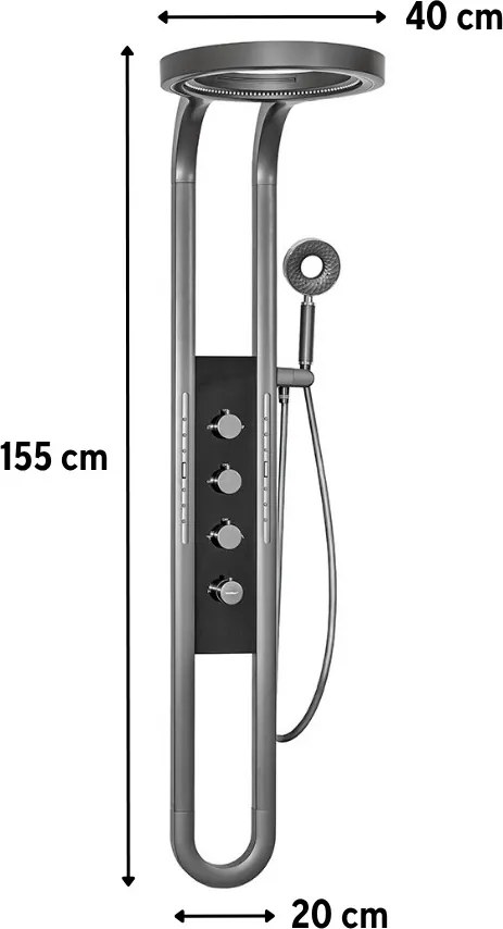 Panou de duș cu hidromasaj Aquajet gri