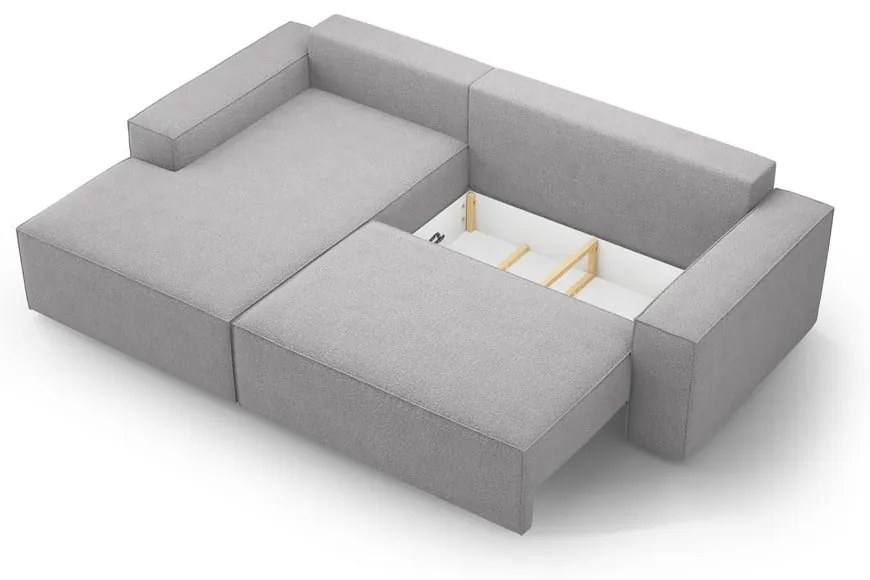 Colțar gri deschis extensibil cu tapițerie din țesătură bouclé (cu colț pe partea stângă ) Jodie – Micadoni Home