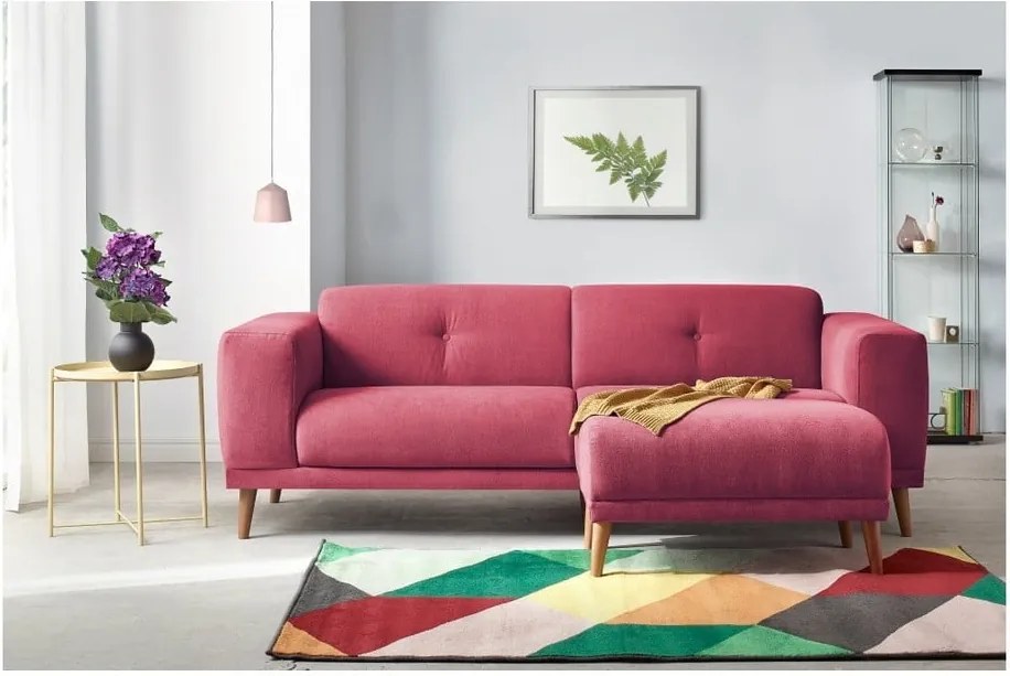Canapea cu 3 locuri și suport pentru picioare Bobochic Paris Luna, roșu