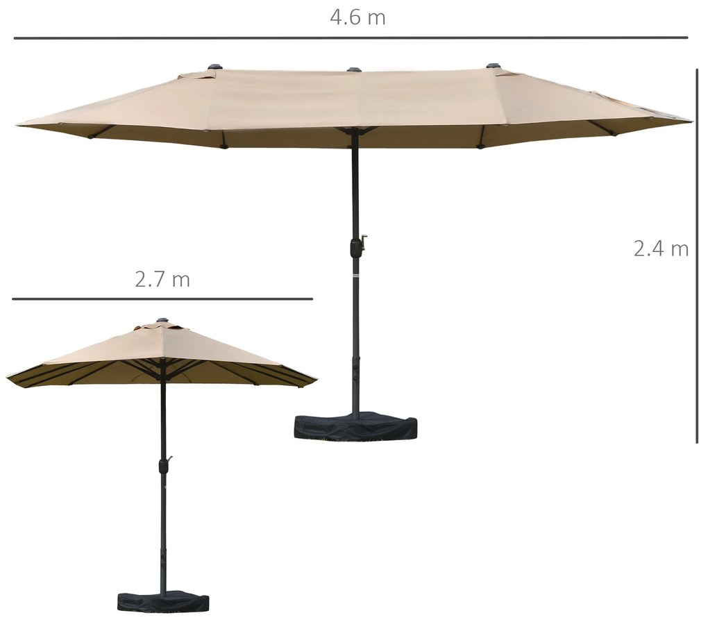 Outsunny Umbrele de Gradina Dubla 460x270cm cu Manivela si Baza Transversala | Aosom Romania