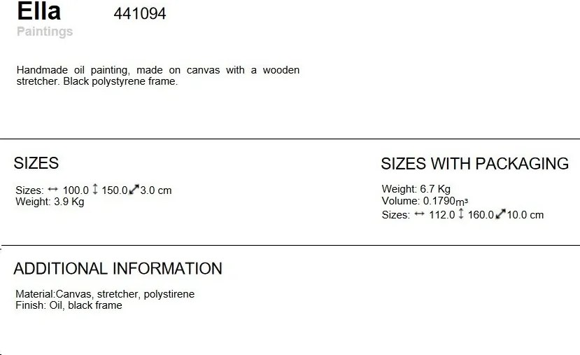 Tablou de perete decorativ Ella 100x150cm