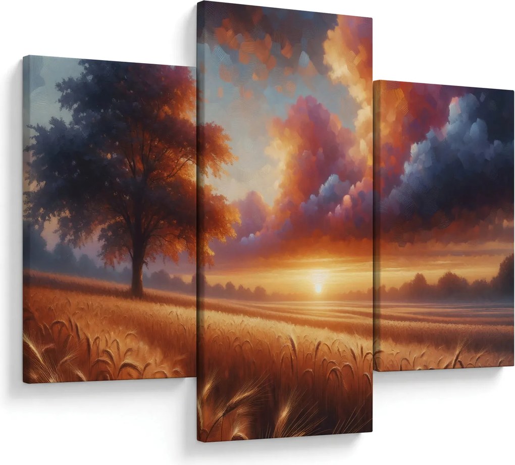 Tablou – Apus de soare pe câmp (90x60 cm)
