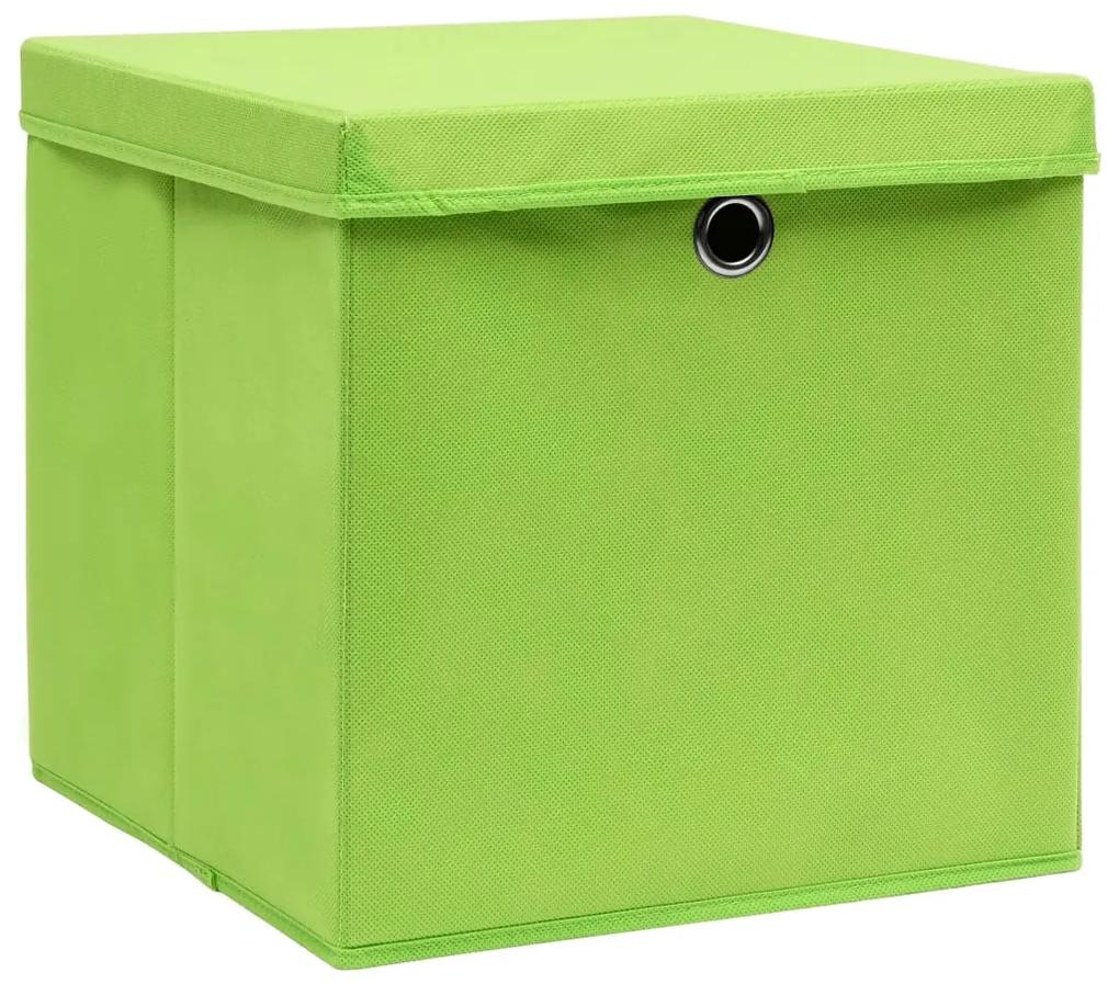 Cutii de depozitare cu capac, 10 buc., verde, 28x28x28 cm Verde cu capace, 1, 10, Verde cu capace