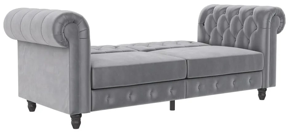 Canapea gri deschis cu tapițerie din catifea 236 cm Felix – Støraa