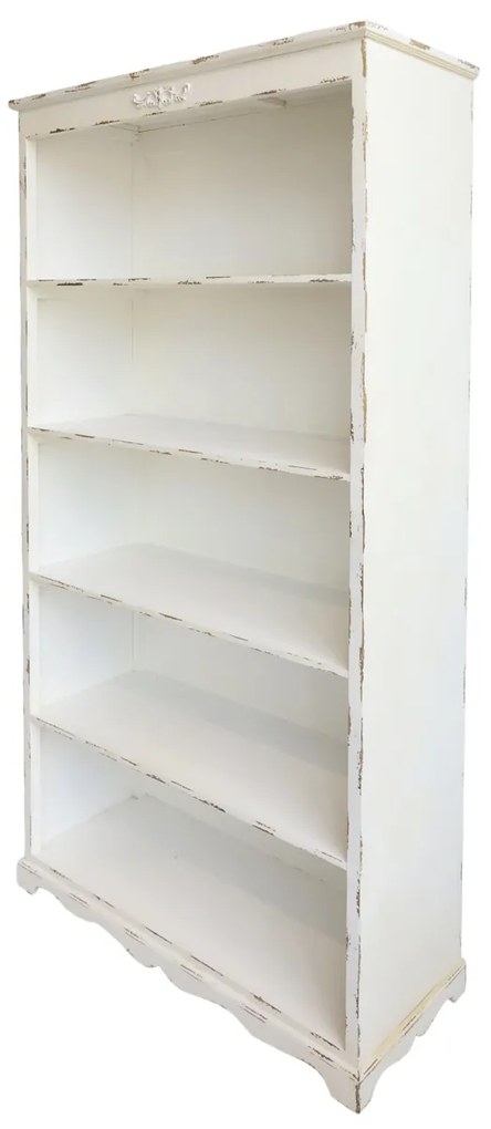 Biblioteca shabby chic din lemn masiv, 5 rafturi