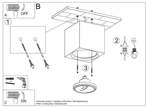 Plafonieră SEIDA 1xGU10/40W/230V