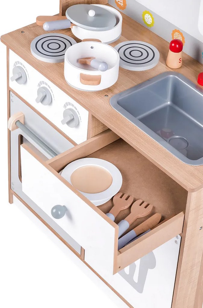 Bucătărie din lemn pentru copii cu accesorii,