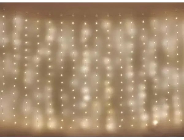 Ghirlandă LED de exterior pentru Crăciun, 300 LED, 8 funcții, 5,9 m, IP44, alb cald