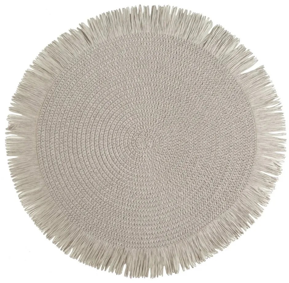 Covoraș rotund în stil boho cu franjuri - set de masă 38 cm Gri