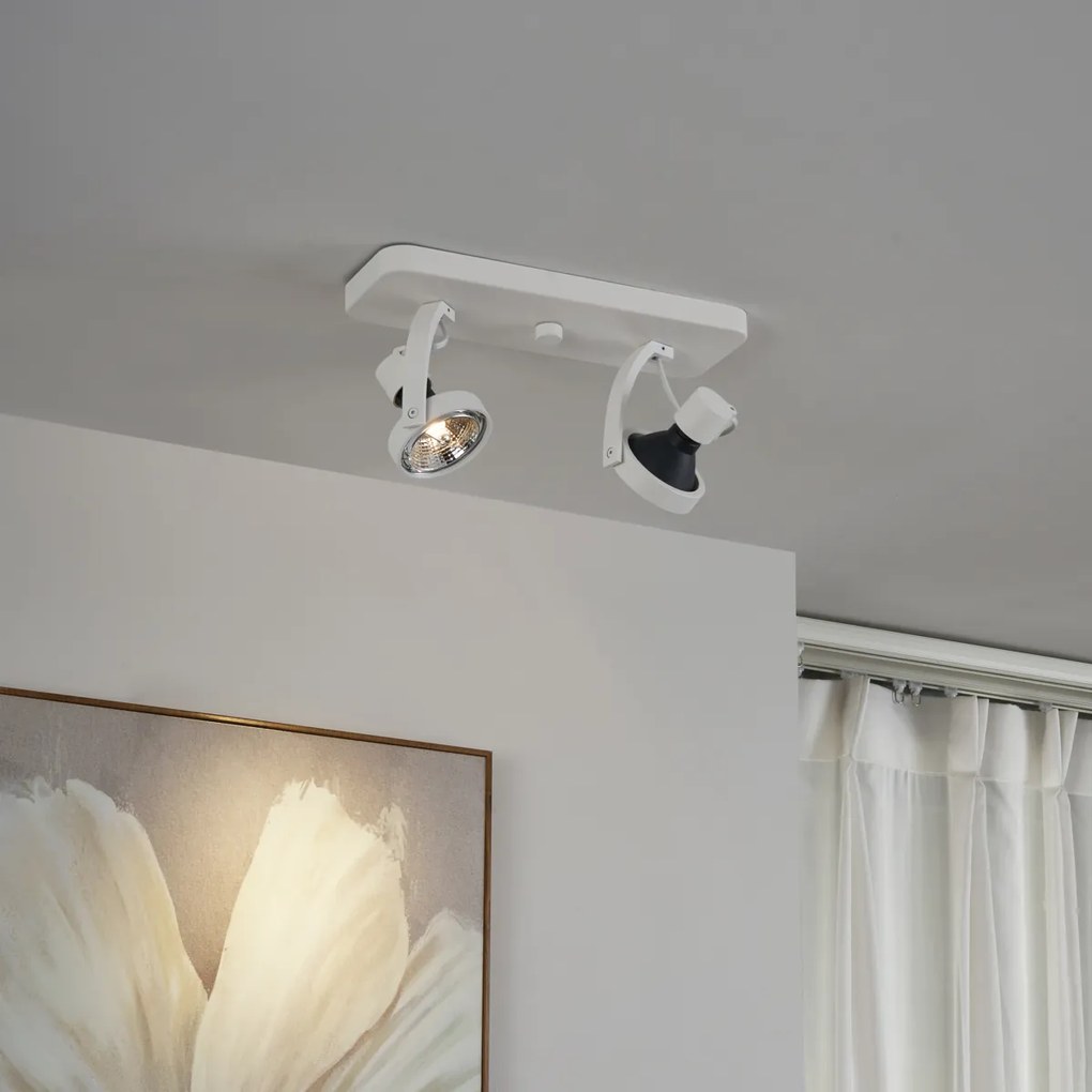 Spot de tavan de design alb GU10 70mm cu 2 lumini reglabil - Vo
