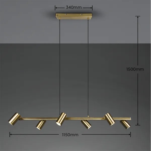 Trio - Candelabru suspendat MARLEY 6xGU10/35W/230V, finisaj alamă