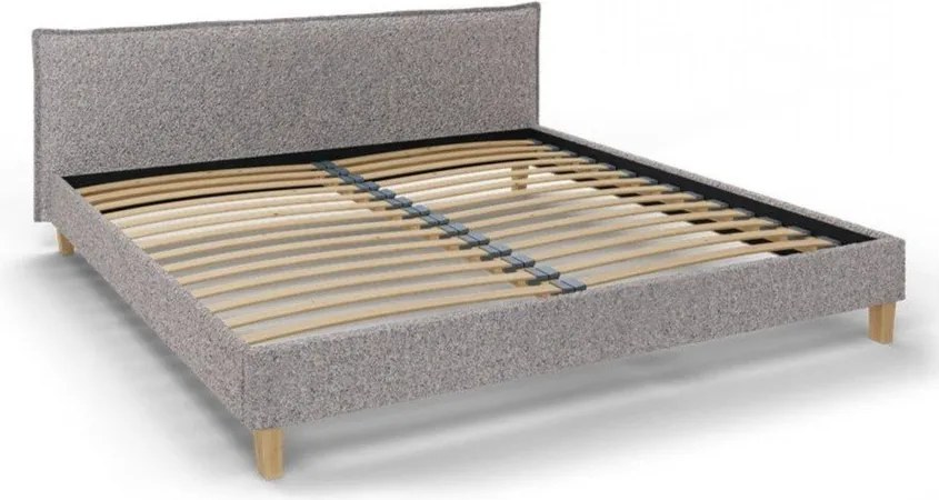 Pat matrimonial gri cu tăblie și somieră 200x200 cm Tina – Ropez