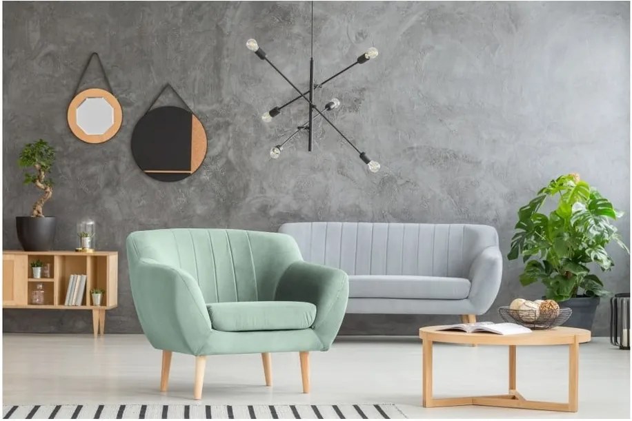 Fotoliu cu tapițerie din catifea Mazzini Sofas Sardaigne, verde mentol