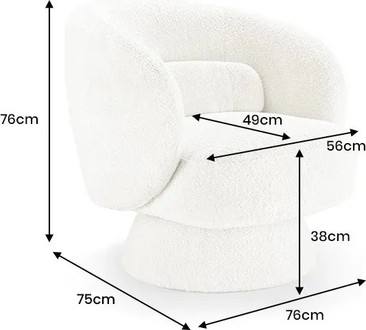 Fotoliu pivotant tesatura boucle alb BOSSA NOVA