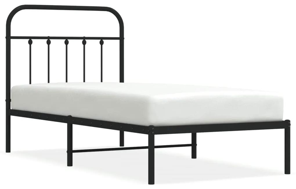 352569 vidaXL Cadru de pat metalic cu tăblie, negru, 80x200 cm