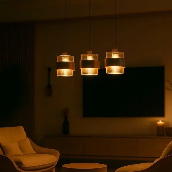 Candelabru suspendat pe cablu VALENTINO 3xE27/15W/230V bej/transparent