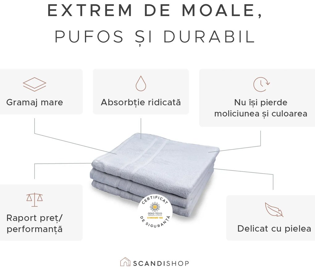 Prosop de corp Deluxe 100x200 cm alb, 100% bumbac