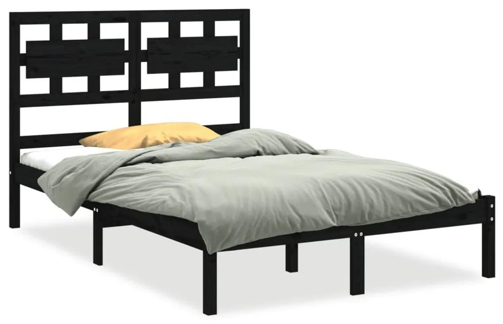 3105669 vidaXL Cadru de pat, negru, 140x200 cm, lemn masiv