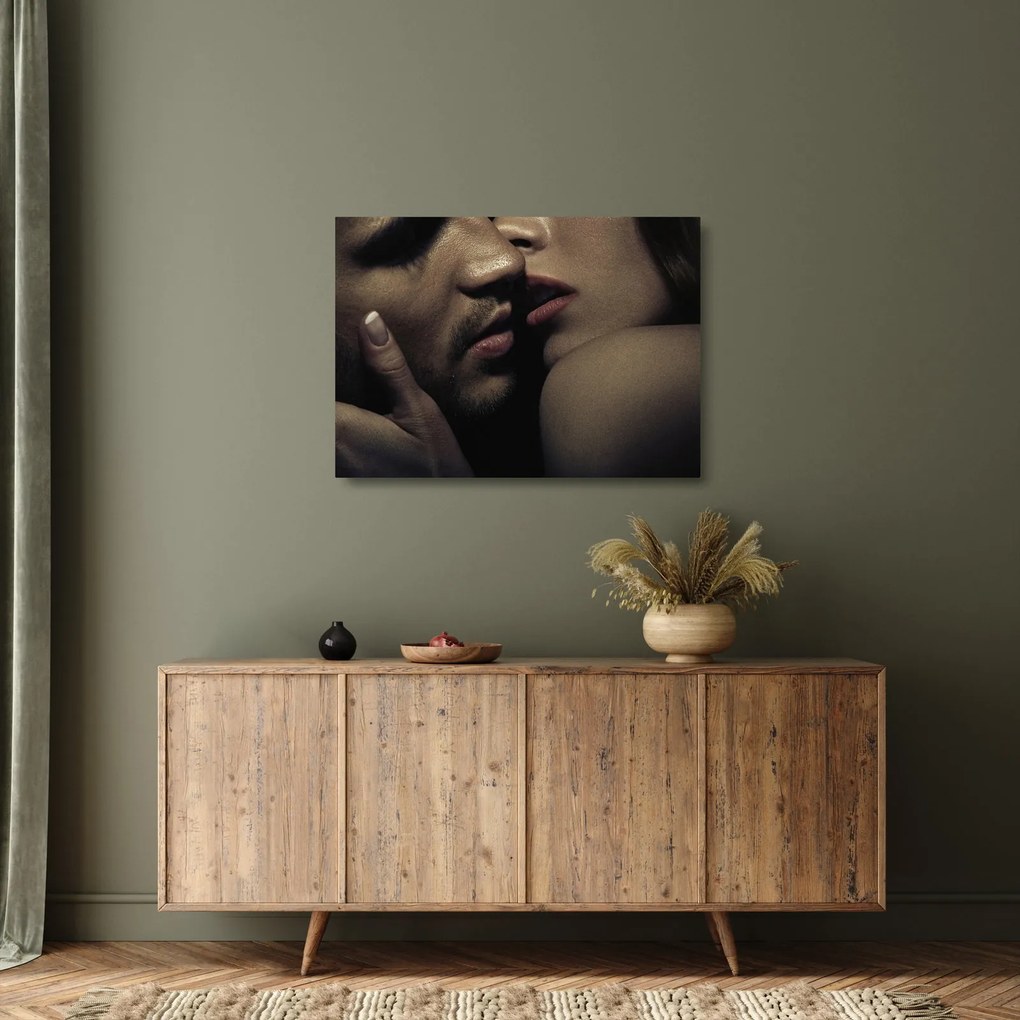 Tablou pe sticlă - Sărutul (70x50 cm)