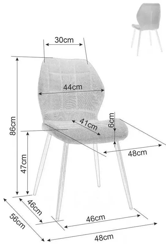Scaun de bucătărie Broda Velvet, gri
