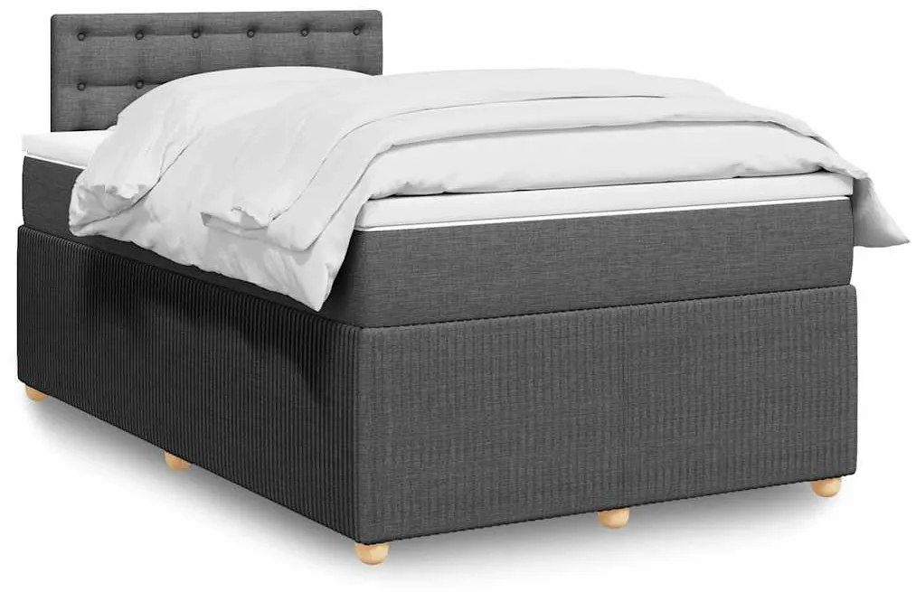 vidaXL Pat box spring cu saltea, gri închis, 120x200 cm, textil