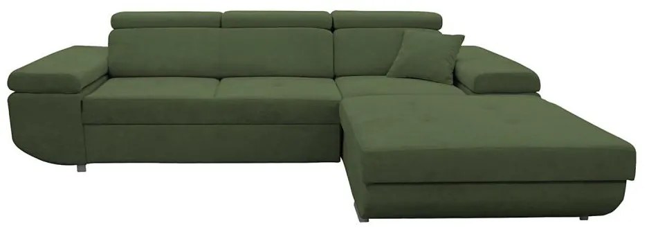 Colțar extensibil în L CASTELO, cu spațiu de depozitare, pe partea dreaptă, verde