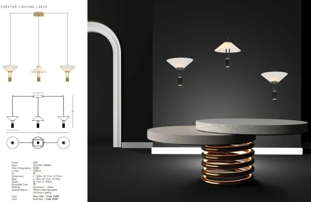 Lustra LED suspendata design modern decorativ Newy 3L negru