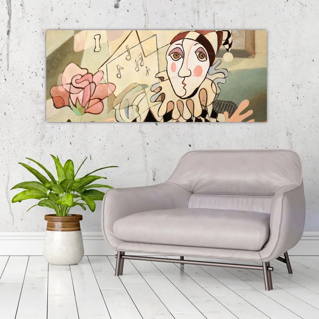 Tablou - Cubismul - arlechin și trandafir (120x50 cm)