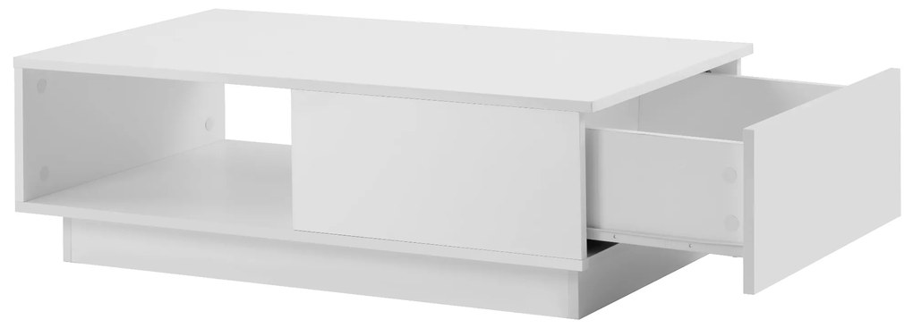 Măsuță de Cafea Modernă cu Iluminare LED Multicoloră în 15 Moduri, din MDF și Plăci de Particule, 95x55x32 cm, Albă
