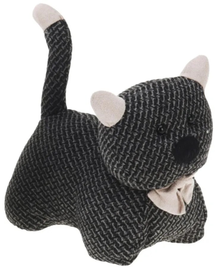 Opritor ușă, în formă de animăluț pisicuță, culoarea negru, 19x20 cm