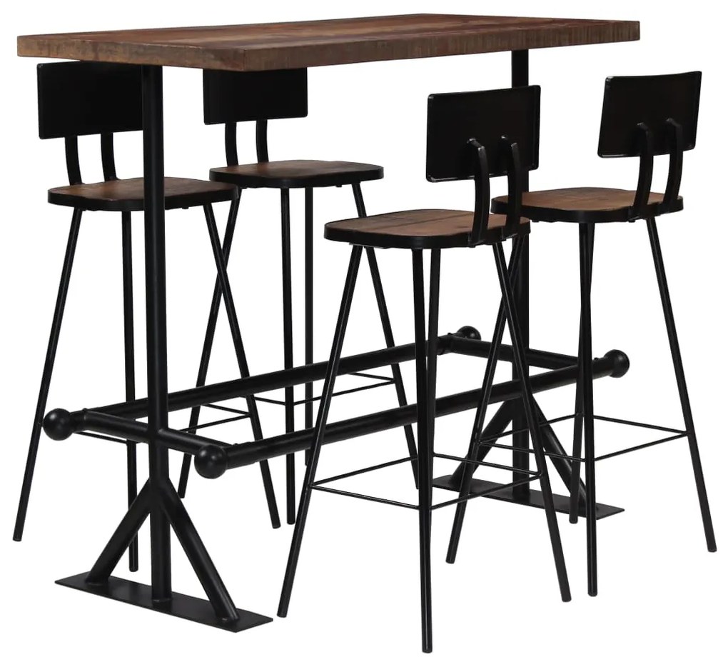 vidaXL Set mobilier de bar, 5 piese, lemn masiv reciclat