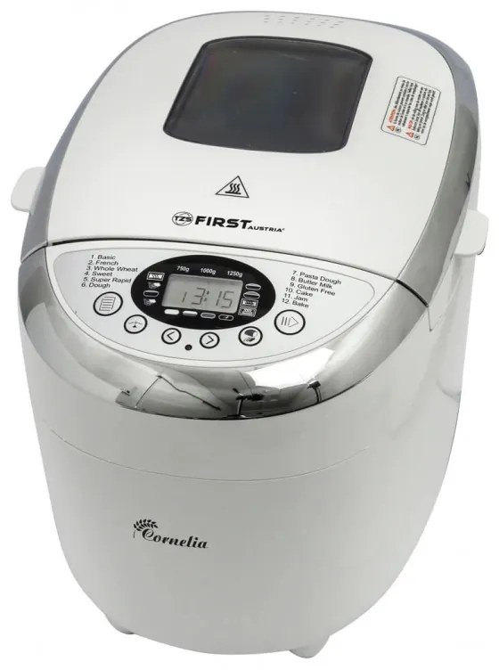 Masina de facut paine First Austria FA-5152-3, 850W, 12 programe, Paine fara gluten, Alb