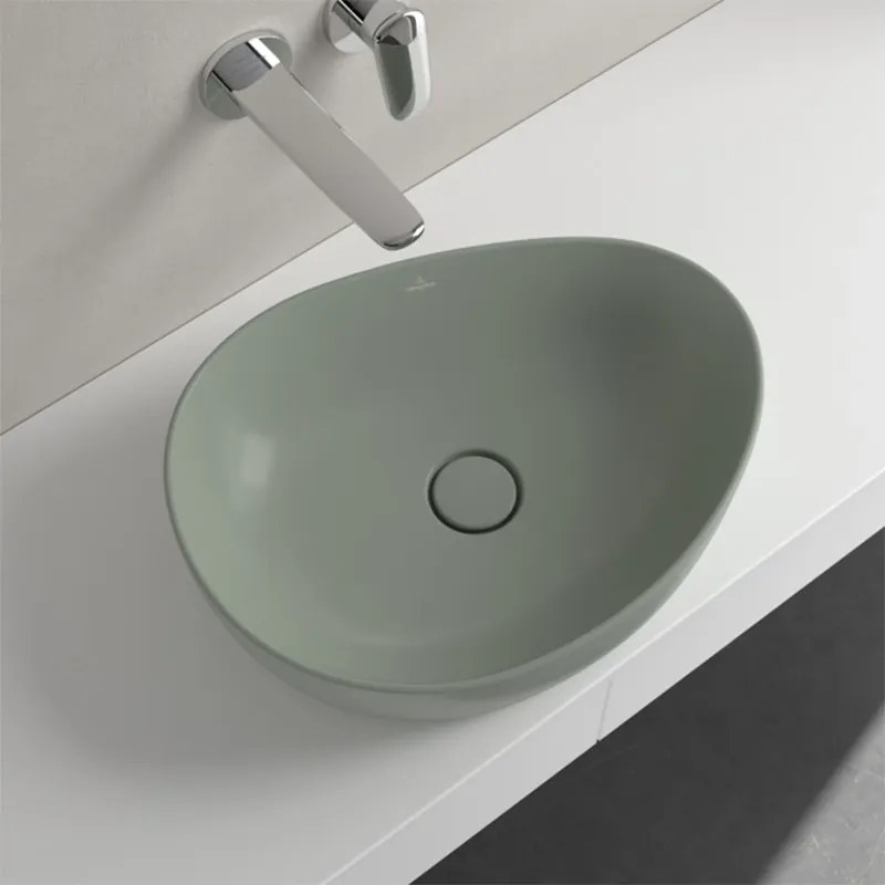 Lavoar pe blat, Villeroy & Boch, Antao, asimetric, 51 cm, verde mat