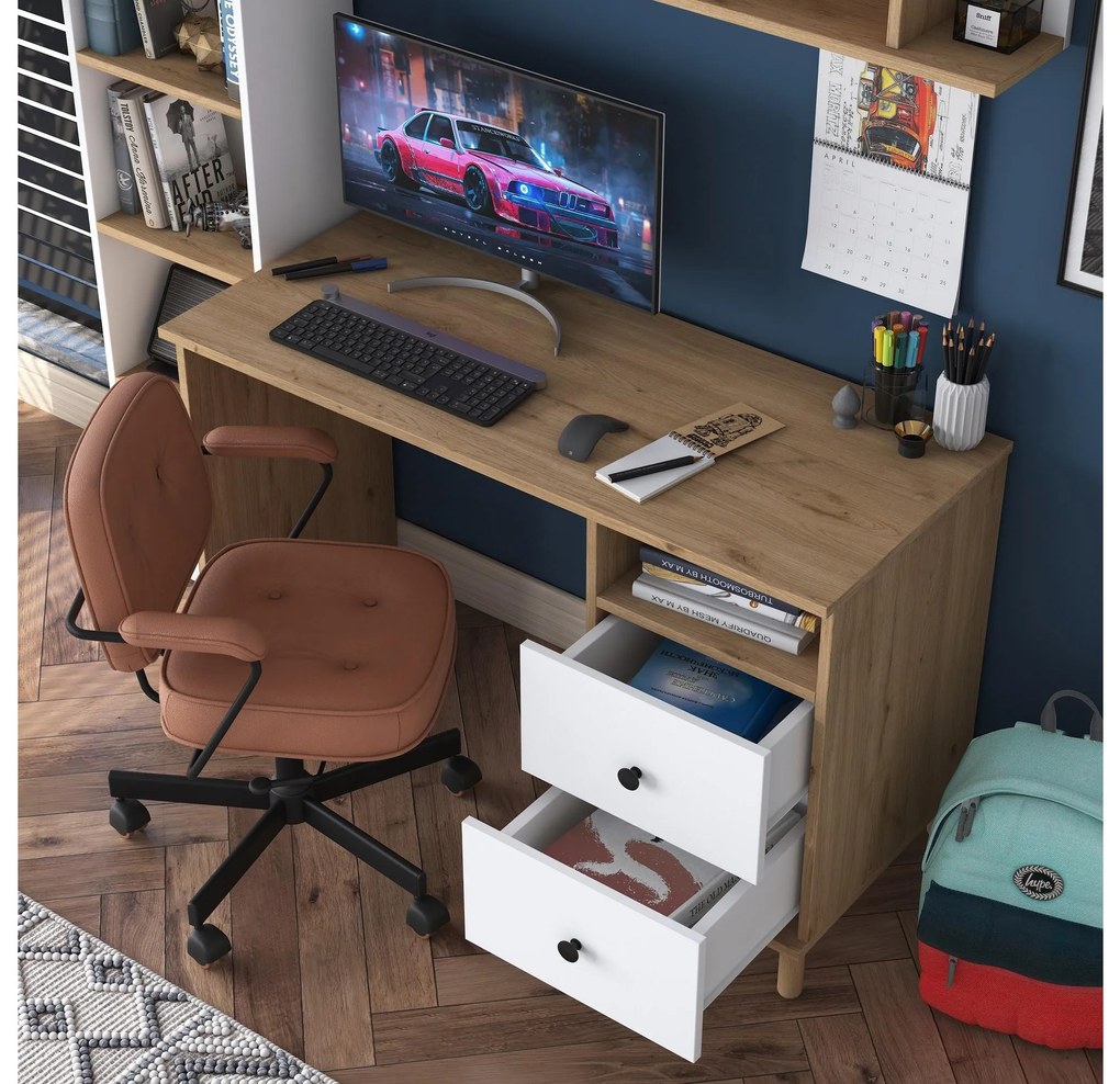 Masă PC Haiti 115 (nuc + alb). 1102173