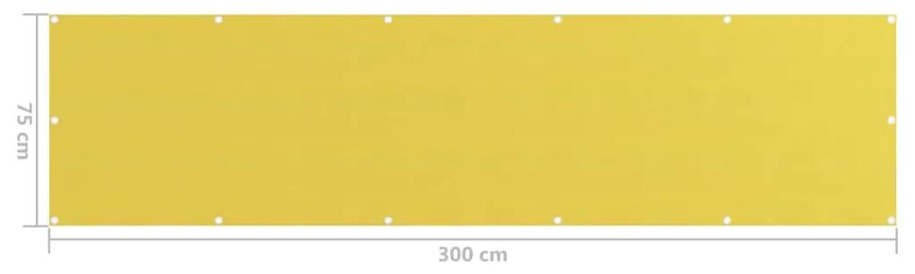 Paravan de balcon, galben, 75 x 300 cm, HDPE Galben, 75 x 300 cm